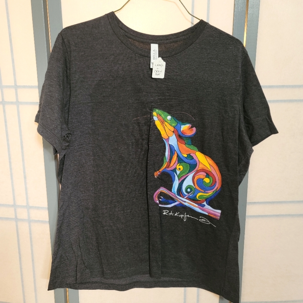 Lady's Crew-Neck Graphic Tee "Rat" by rk3handcrafted